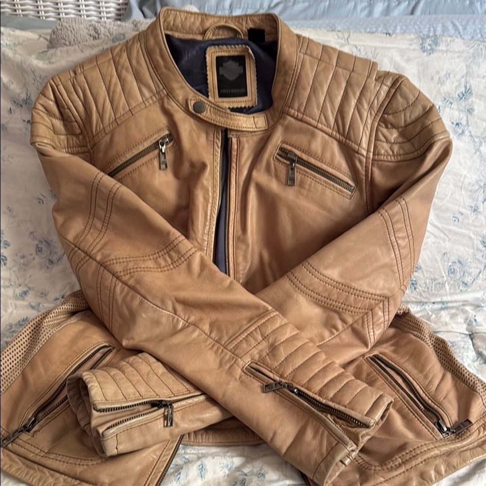 Harley-Davidson Tan genuine leather riding jacket